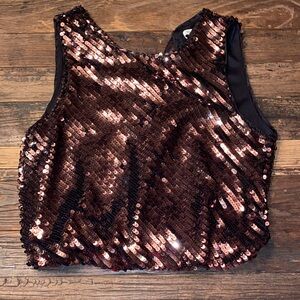 Mustard Seed Sequin Crop Top - Brown